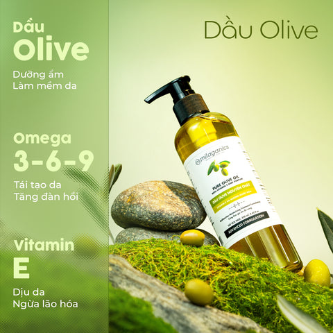 [MUA 1 TẶNG 1] Dầu Olive & Vitamin E Nguyên Chất MILAGANICS 250ml