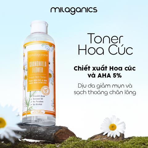 [MUA 1 TẶNG 1] Toner Hoa Cúc & AHA 5% MILAGANICS 250ml