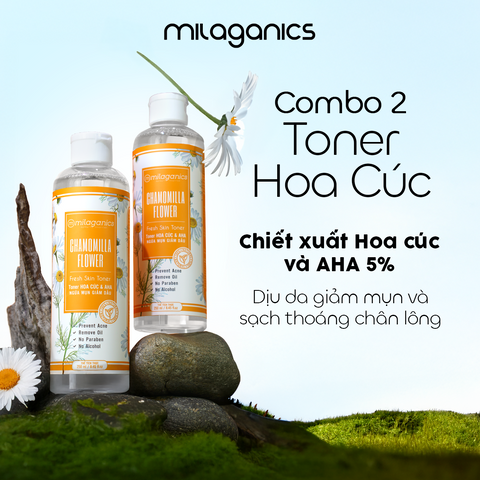 [MUA 1 TẶNG 1] Toner Hoa Cúc & AHA 5% MILAGANICS 250ml