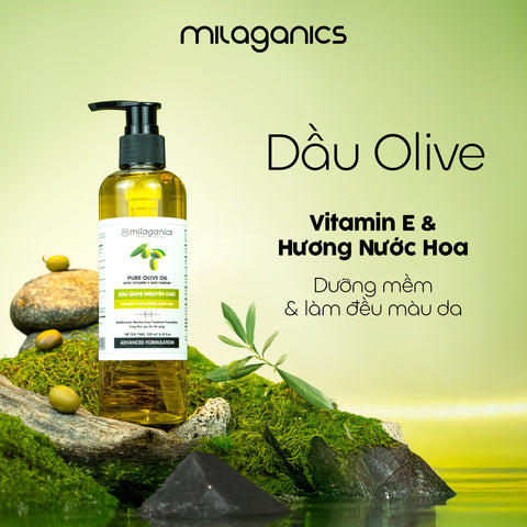 [MUA 1 TẶNG 1] Dầu Olive & Vitamin E Nguyên Chất MILAGANICS 250ml